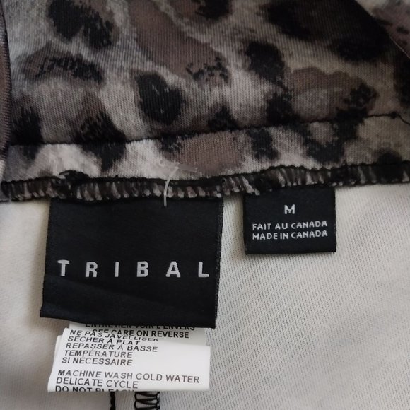 TRIBAL Pants Gray/Black Leopard Print Slim Straight Stretch Leggings Women's Sz - Picture 5 of 10